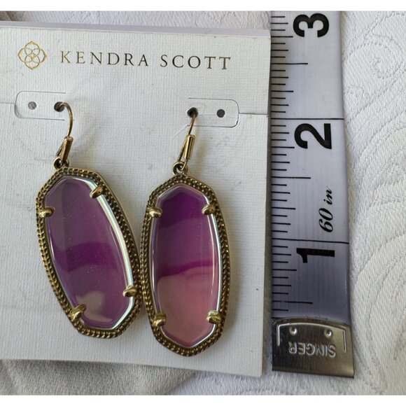 Kendra Scott Hallie Iridescent Pink Silver Drop Earrings NWT $70 w Gift Bag - Picture 2 of 7